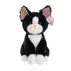Simpatico gatto nero e bianco peluche morbido animale bambola regalo compleanno bambini
