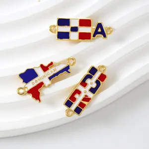 Dominikanische Republik Flagge und Karte Emaillierungs-Anhänger Detail, DIY Schmuck.