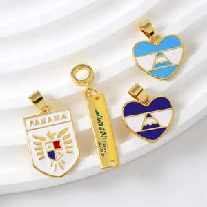 Goldene Emaillierte lateinamerikanische Flagge Anhänger Set für Halsketten Schmuck DIY.