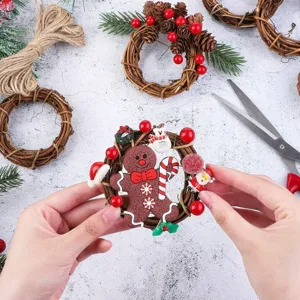 Φυσικό στεφάνι από ράταν DIY χριστουγεννιάτικη διακόσμηση χειροποίητα είδη πάρτι εκδηλώσεων