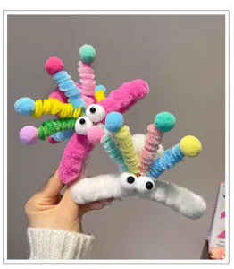 Fluffy plush hair claw clip cute dopamine colorful spring hairpin funny headwear for women