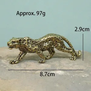 Statua di leopardo in ottone massiccio scultura in miniatura decorazione per