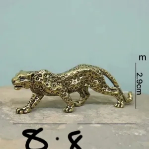 Statuetta di Leopardo in Ottone Massiccio Miniatura Animale Scrivania Decorazione Casa