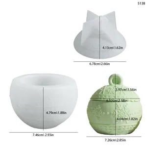 Christmas snowflake silicone storage jar mold set with detailed dimension measurements.