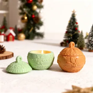Christmas Snowflake Berry Storage Jar Silicone Mold For DIY Aromatherapy Gypsum Candle Cup Casting Mold Home Craft Gift