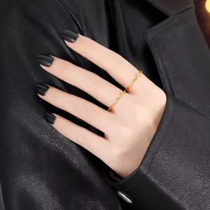 Anello ondulato oro minimalista sottile in acciaio inossidabile donna gioielli stile
