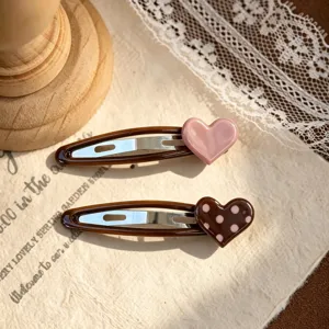 Resin Plastic Heart Star Hair Clips Polka Dot Side Clips Cute Bangs Hairpins For Women Hair Accessories