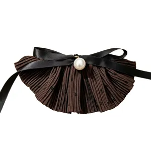 Retro sweet polka dot pleated bow hair clip with pearl elegant hair accessory for women main