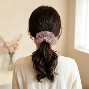 Korean style polka dot mesh hair scrunchie for women elegant ponytail hair tie hair accessory