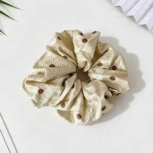 Chouchou à pois en satin élégant pour femmes, grand accessoire de coiffure pour queue de cheval.