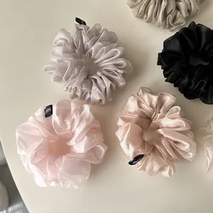Pearlescent Organza Scrunchie Pleated Hair Tie Minimalist Hair Accessory For Women Daily Casual Hair Styling Decoration