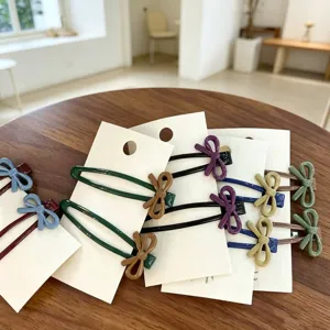 Korean Cute Contrast Color Bow BB Clips Hair Clips Side Bangs Hairpins Alloy Fashion Hair Accessories For Women Girls