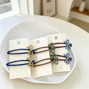 Cute color blocking bow hair clips set, stylish side bangs clip for sweet daily hairstyles.