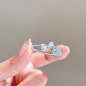 Fashion zircon bow hair clip for women, exquisite metal duckbill clip for sweet styling everyday.