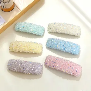 Korean style crystal crushed stone hair clips sweet shiny side clips set of 6 pieces.