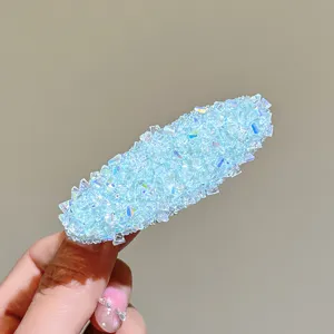 Light blue crystal hair clip, sparkling rhinestone BB clip, elegant side hair accessory cute