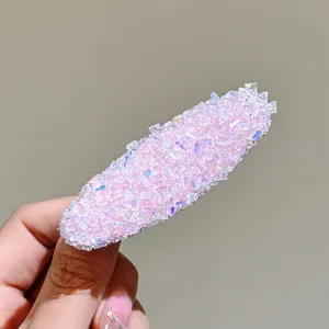 Pink crystal hair clip, sparkling rhinestone BB clip, sweet side hairpin for women and girls.