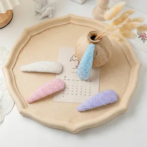 Korean style glitter snap hair clips set, macaron colors hair accessories for daily wear.