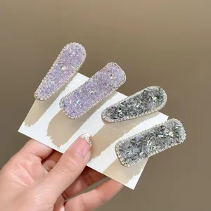 Crystal rhinestone hair clips detail, sparkling side hairpins set for women and daily styling.