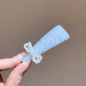 Koreaanse stijl strass parel strik BB haarspeld schattige sprankelende haaraccessoire