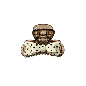 Korean style black and white polka dot hair claw clip, transparent brown shark clip.