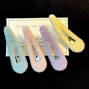 Sweet Rhinestone Waterdrop Snap Hair Clips Colorful Sparkly Hairpins Cute Bangs Side Hair Accessories For Women Girls
