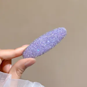 Purple rhinestone crystal hair clip sparkling diamond BB clip for cute daily styling.