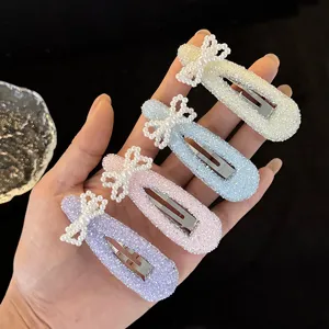 Meisjes Zoet Strass Parel Strik Haarspeld Leuke Kristal Eendensnavel Haarspeld Frisse Zijkant Haar Accessoires voor Kinderen