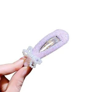 Mooie schitterende haarspeld met parel strass strik glanzende eendebek clip voor vrouwen