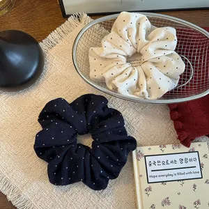 Korean style fabric polka dot large scrunchies elastic hair bands for women and girls daily wear