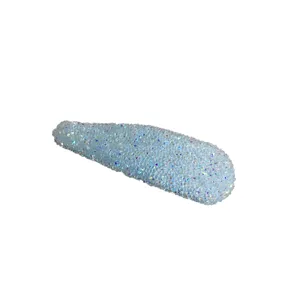 Korean style light blue crystal BB hair clip sparkling rhinestone fringe side clip for women.