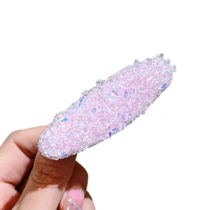 Korean style pink crystal hair clip sparkling rhinestone side hairpin cute sweet hair accessories for women