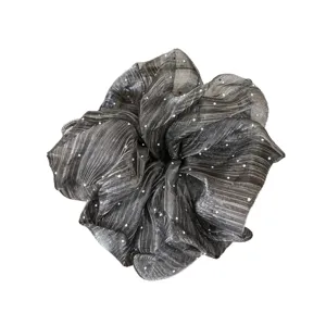 Chouchou en filet noir avec strass, accessoire de cheveux élégant pour femmes, attache-cheveux étincelant