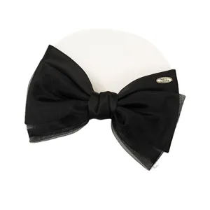 Black double layer bow hair clip organza sweet spring clip elegant women hair accessory