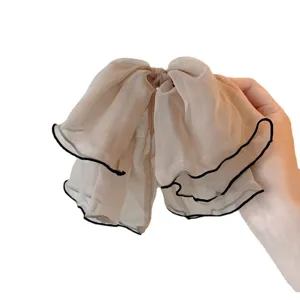 Large sheer chiffon bow hair clip elegant multi-layer hair accessory for women sweet hair styling