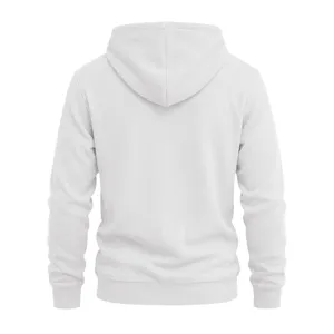 Back detail of white waffle knit hoodie, textured thermal fabric with ribbed hem.