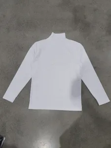 Men's white turtleneck long sleeve t-shirt slim fit casual solid color base layer top