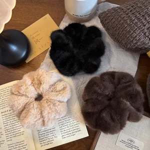 Chouchous en peluche pour femmes, attaches cheveux douces et duveteuses, élastiques hiver.