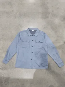 Veste chemise en suédine pour homme, haut de travail décontracté à manches longues.