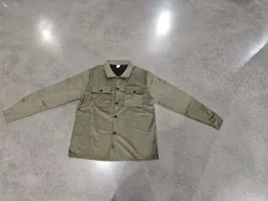 Chaqueta camisa de ante para hombre de manga larga con bolsillos dobles y cuello solapa