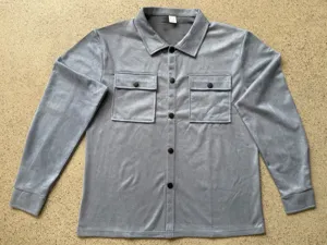 Veste chemise en daim pour homme manches longues vêtement de travail poches boutons