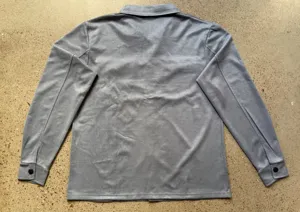 Veste chemise manches longues en suede homme vetement decontracté couleur gris tendance