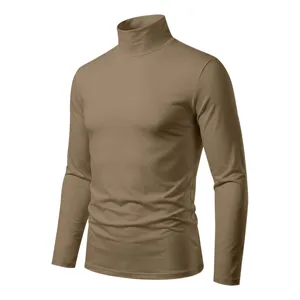 Men's slim fit turtleneck long sleeve t-shirt casual solid color basic undershirt top