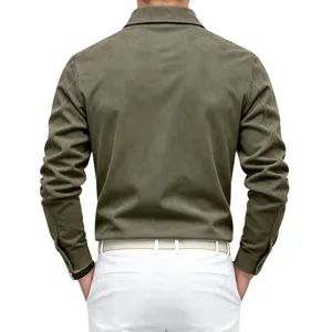 Veste chemise en suédine pour homme manches longues coupe classique dos détail