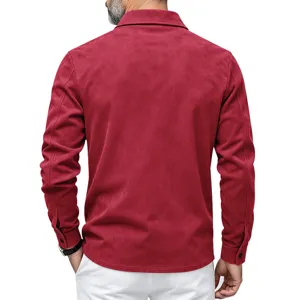 Veste chemise effet suédine homme manches longues vêtement décontracté vue arrière détail style