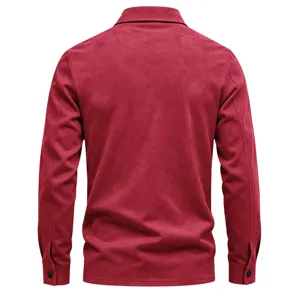Veste chemise en suédine pour homme manches longues revers tricot brossé vue arrière détail