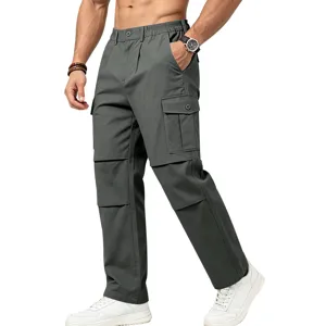 Men's loose fit cargo pants straight leg tactical trousers with multiple utility pockets.