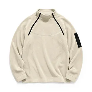 Heren fleece opstaande kraag sweatshirt met dubbele rits en mouwzak detail.