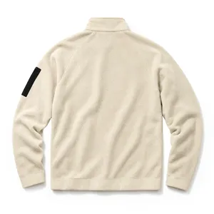 Heren Fleece Jas Met Opstaande Kraag Raglanmouwen Casual Bovenkleding Offwhite
