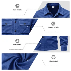 Homme veste chemise suédine bleu manches longues manteau décontracté détail mode
